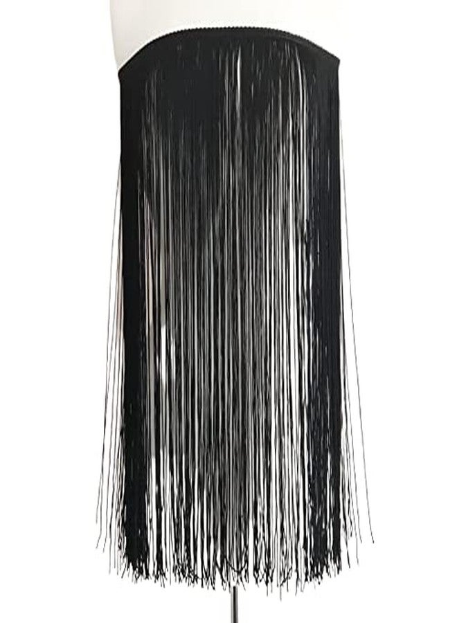 PREMDAS LACES PREMDAS LACE Black Colour 20inch Long Fringe Tassel Polyester Chainette Fringes Latin Dress Macrame Lace Samba Dancewear Trimming Trims 1 Meter Packing - Image 1